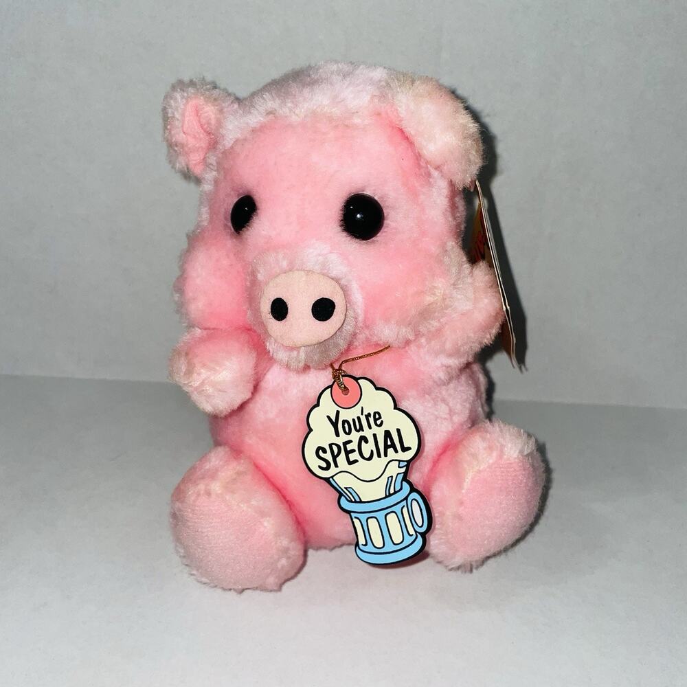 Vintage 1979 Russ Berrie Luv-Pets Pink Pig Plush You're Special Charm Tags 602 M